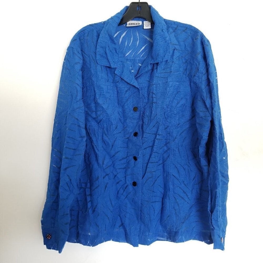 Chico's Design Button Up Long Sleeve Blouse Top XL